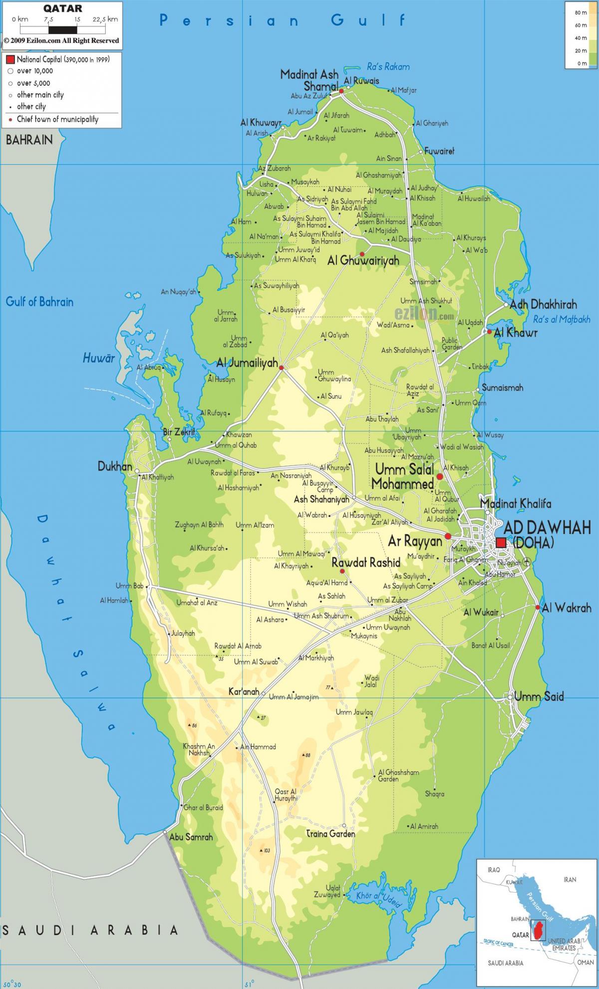 Карта высот Катара